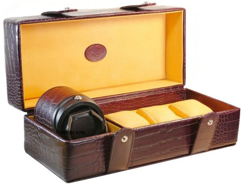 UNDERWOOD (LONDON) - Triple Leather Watch Storage Box w Single Rotogalbe | UN291/CBRW