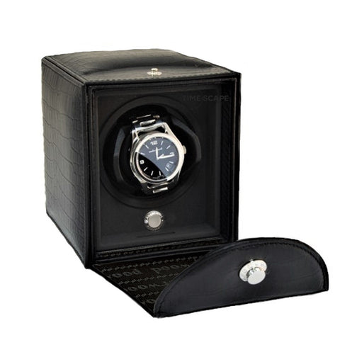 UNDERWOOD (LONDON) - Classic Porthole Croco Single Watch Winder | UN809/CBLK