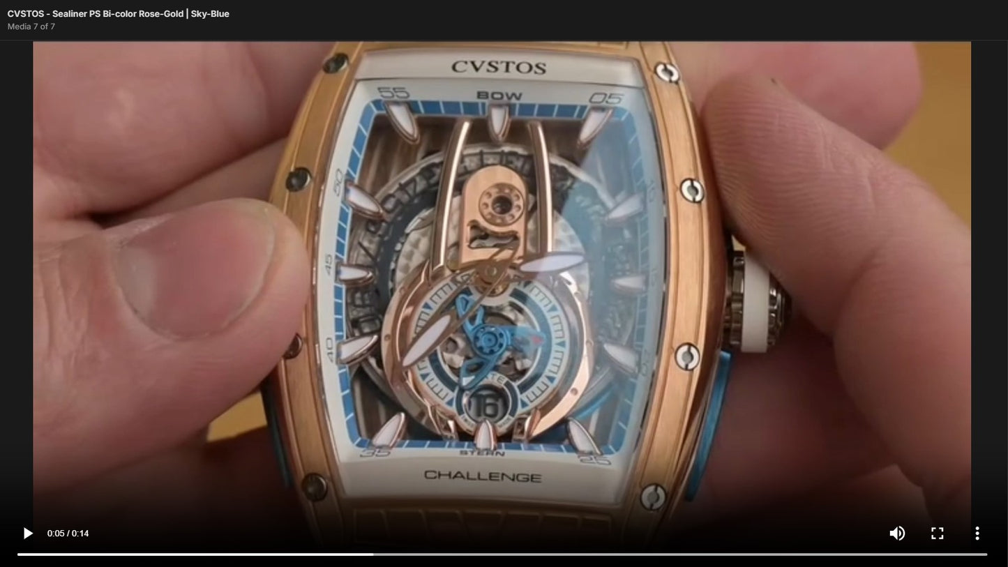 <iframe width="1280" height="720" src="https://www.youtube.com/embed/7_pHT2R8pi8" title="CVSTOS - Sealiner Bi-color Rose-gold Sky-Blue Auto" frameborder="0" allow="accelerometer; autoplay; clipboard-write; encrypted-media; gyroscope; picture-in-picture; web-share" referrerpolicy="strict-origin-when-cross-origin" allowfullscreen></iframe>