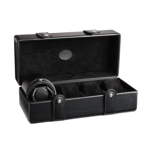 UNDERWOOD (LONDON) - Triple Leather Watch Storage Box w Single Rotogalbe | UN291/BLK