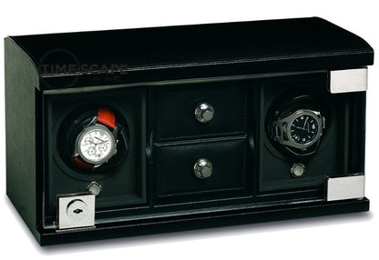 UNDERWOOD (LONDON) - Classic Leather 2-Unit Watch Winder w Drawers | UN840/BLK (Store Display)