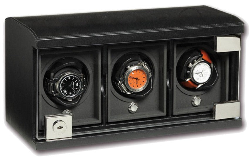 UNDERWOOD (LONDON) - Classic Leather 3-Unit Watch Winder | UN812/BLK