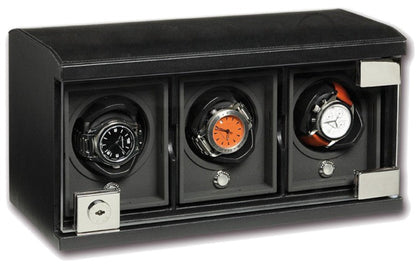 UNDERWOOD (LONDON) - Classic Leather 3-Unit Watch Winder | UN812/BLK