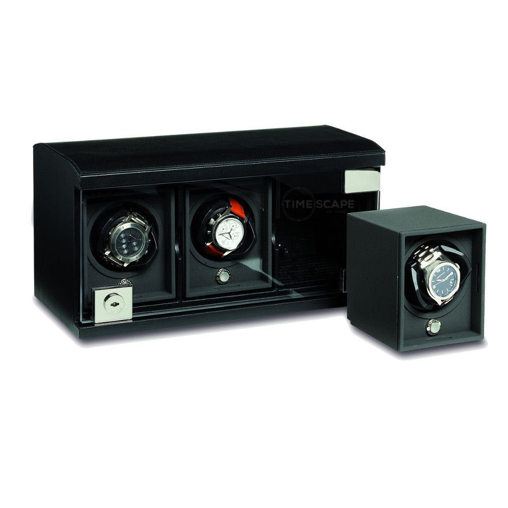 UNDERWOOD (LONDON) - Classic Leather 3-Unit Watch Winder | UN812/BLK