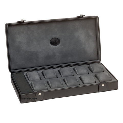 UNDERWOOD (LONDON) - 10-Unit Leather Watch Box w Compartment | UN233/BLK