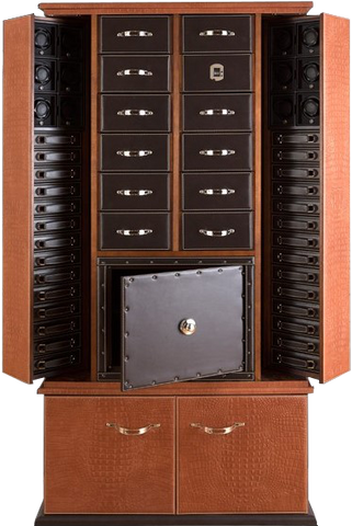 UNDERWOOD (LONDON) - Leather 12-Unit Biometric Cabinet with Safe | UN3000