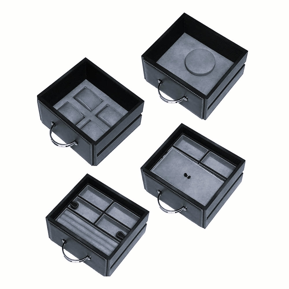 UNDERWOOD (LONDON) - Classic Leather 2-Unit Watch Winder w Drawers | UN840/BLK (Store Display)